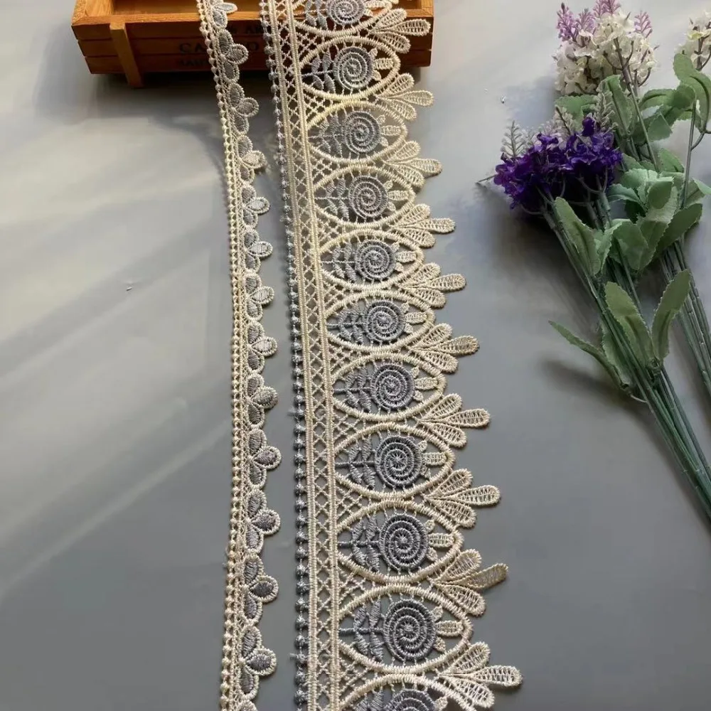2 Yards Blue Flower Lace Trims for Dress Costume Trimmings Applique Home Textiles Ribbon DIY Crafts Sewing Fabric 10 cm 2.5 CM