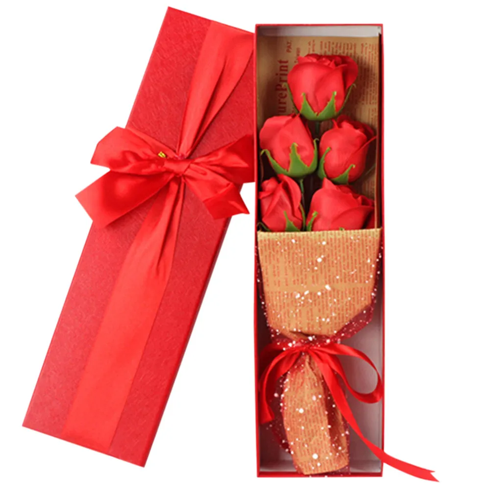 Red Подарочная коробка, искусственное Розовое Мыло, цветочный подарок, цветок, лепесток, День Святого Валентина, декор для отеля, вечерние, красочные, имитирующие, красивые, на день рождения - Цвет: Red