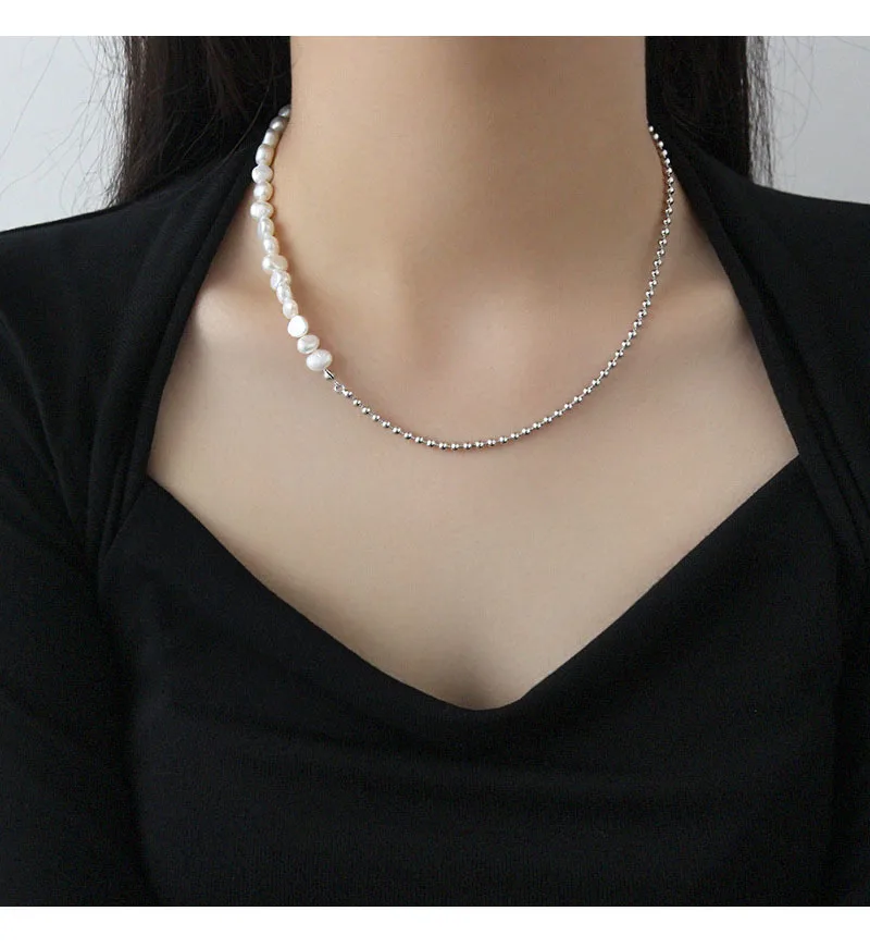S'STEEL, 925 пробы, серебряные ожерелья, массивное жемчужное ожерелье, Kolye Bayan Regalos Para Mujer Bijoux Femme Collier Perle, ювелирные изделия