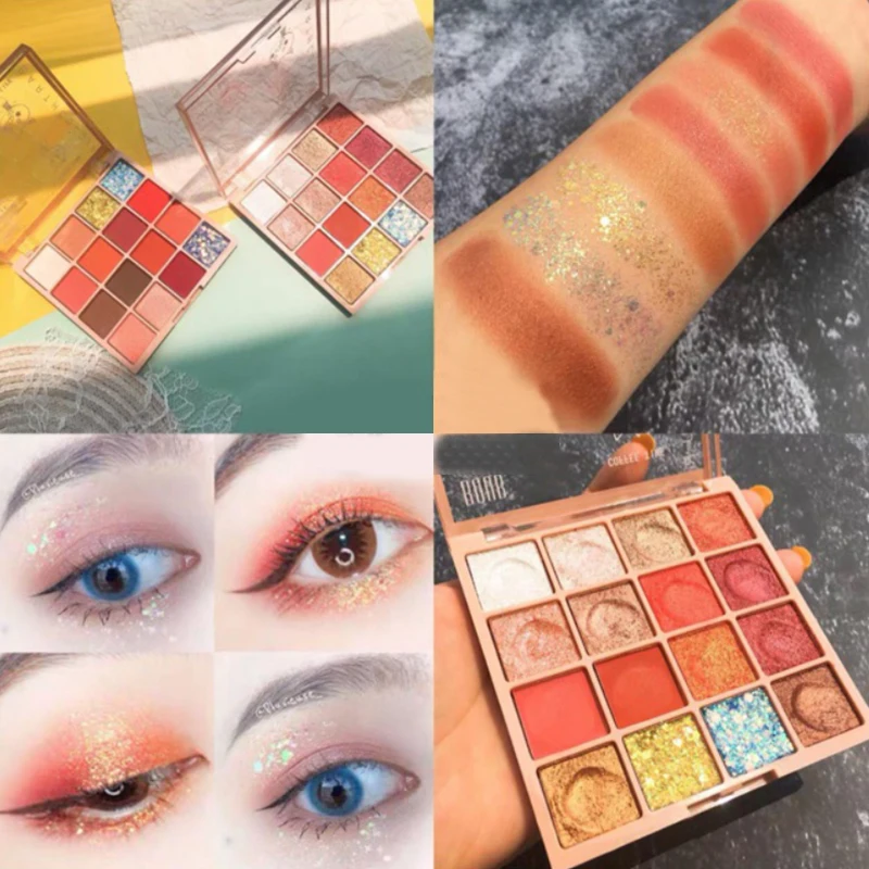 

16 Colors Eyeshadow Palette Shimmer Matte Eyeshadow Palette Makeup Glitter Pigment Smoky Eyeshadow Palette