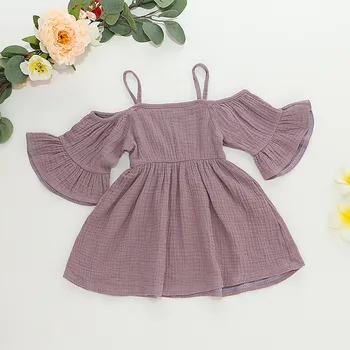 

Toddler Solid Baby Dress For Girl Kid Girl Summer Sleeveless Linen Kid Dress Party Children Cotton And Line Dress Girl Sundress