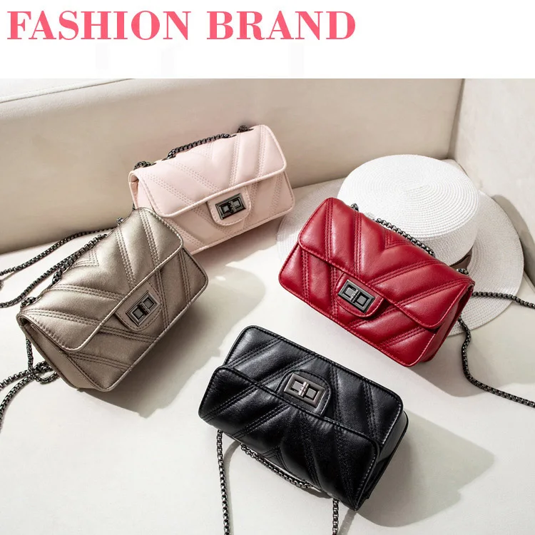Mini Quilted Leather Double Flap Handbag 2019 New Luxury Designer Women's Chain Shoulder Bags Classic Crossbody Flap Purse Black (1)