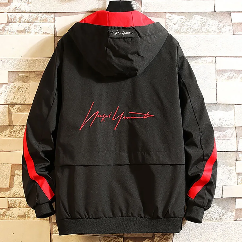 Jacket Men Bomber Jacket Autumn Sportswear Casual Printing Streetwear Patchwork Jacket Hooded Coat Sweatshirt jaqueta masculino
