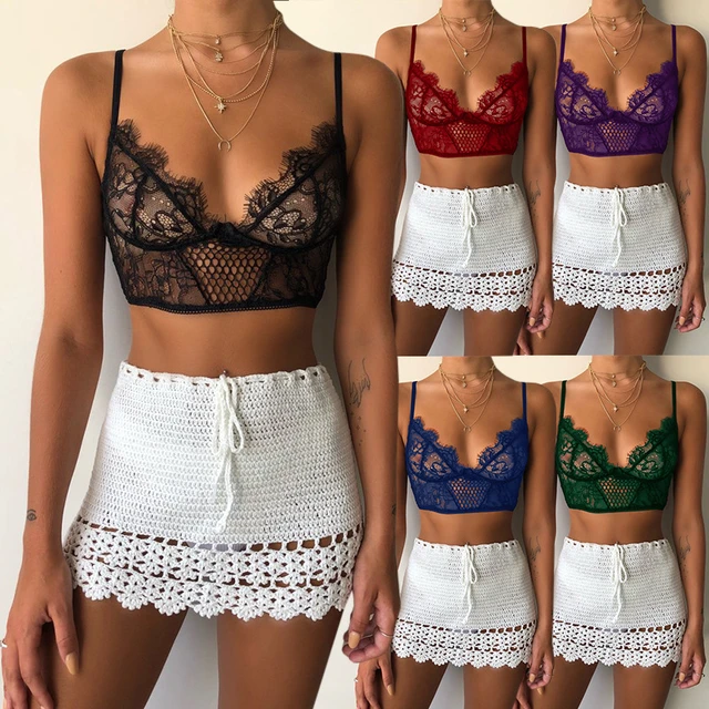 Hot sexy women bra Summer 2020 fashion Sheer Lace floral Bralette Bras  Girls Strappy lingerie bra underwear sweet wire free Bra - AliExpress