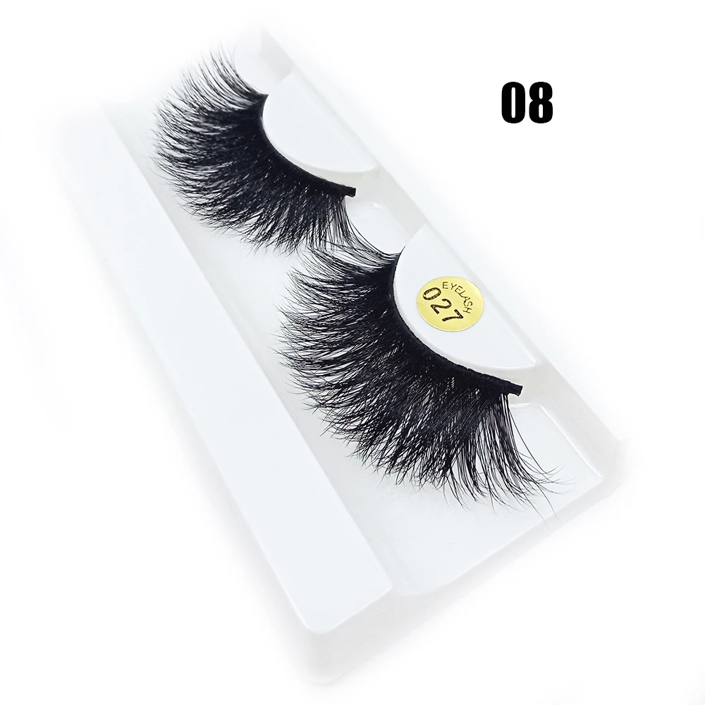 08 Новая мода 1 пара 25 мм Lashes100% 3D норковые накладные ресницы толстые длинные ресницы пушистые Накладные ресницы ручной работы - Цвет: 08