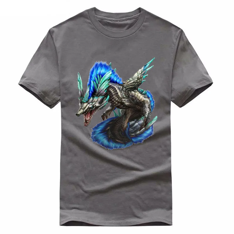 Color dragon Printed T Shirts Streetwear Personality monster 2019 Hip Hop Chinese Character Casual Short Sleeve Tops Tees Men Ts