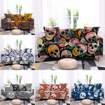 

Skull Pattern Print Elastic Sofa Cover Stretch Slipcover Decor Furniture Protector Couch Cover 1-4 Seaters Sofa Covers