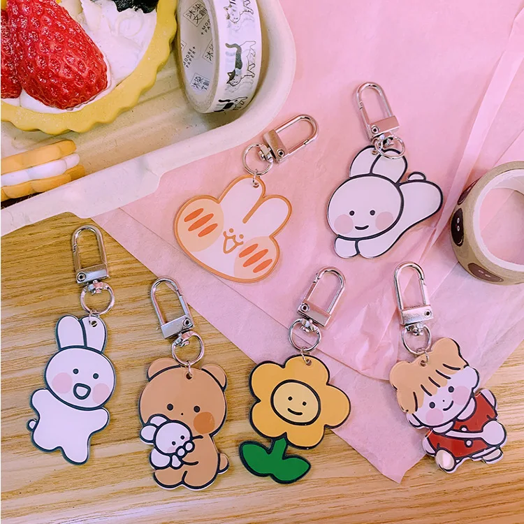 1 шт. милый японский медведь кролик кулон кольцо для ключей школьный ранец