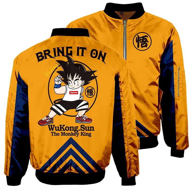 2 Аниме Dragon Ball Сон Гоку бомбер куртки Мужская Толстая хлопковая куртка в уличном стиле мужская одежда MA1 плюс размер авиационная куртка - Цвет: 2