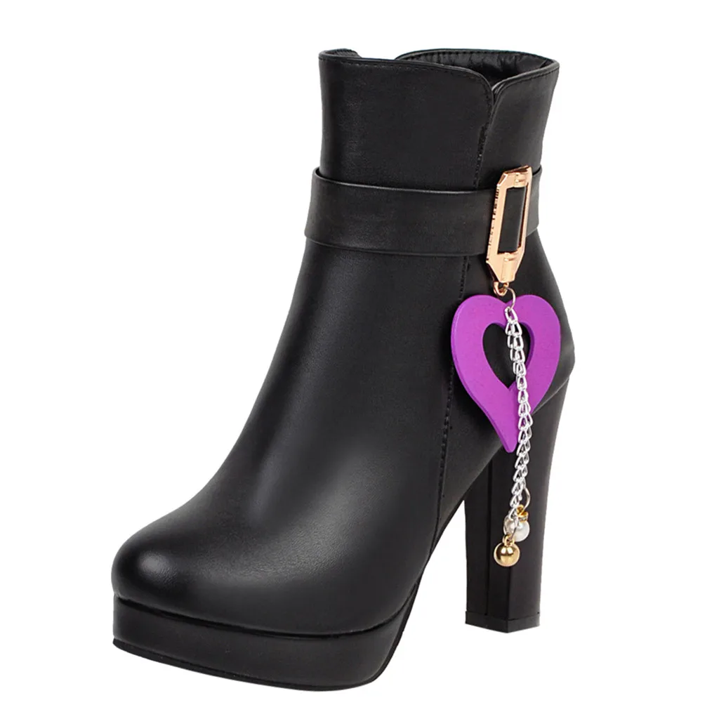 

New Autumn Winter Women Boots High Quality Solid Zipper European Ladies shoes Platform PU Leather Fashion Boots Zip Female