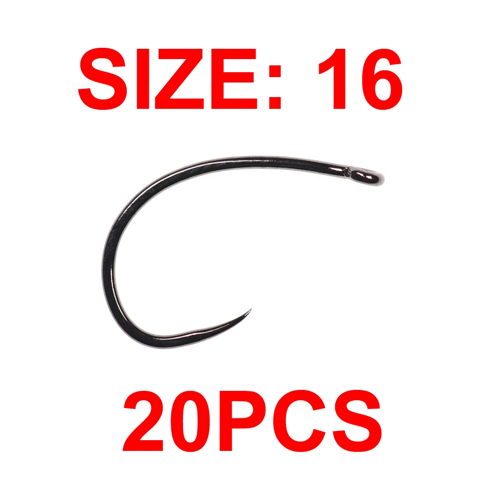 size16 20pcs Vampfly Barbless изогнутые Nymph Stonefly Klink креветки Scud Caddis мухобойка крюк Ультра Острый мухобойка крюк премиум класса - Цвет: size16 20pcs