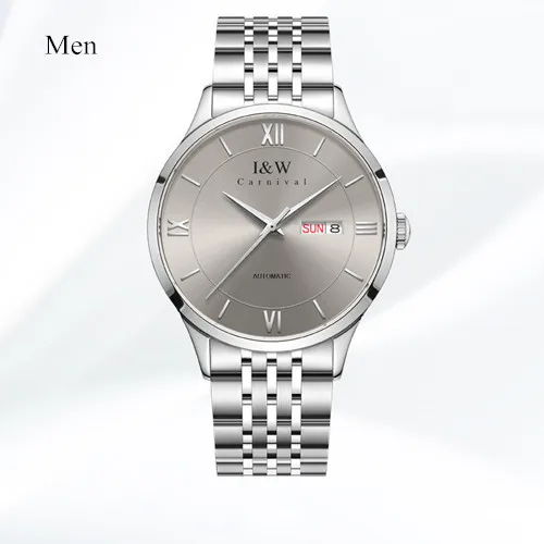 Gray S men st C8501 Карнавальные механические часы для мужчин MIYOTA move для мужчин t Роскошные Брендовые мужские часы с кожаным ремешком reloj hombre erkek kol saati relogio - Цвет: Gray S men st C8501