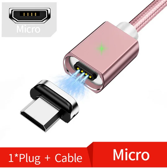 Олаф Магнитный Usb кабель для зарядки Micro Usb шнур для мобильного телефона huawei Быстрая зарядка usb type C кабель магнит зарядное устройство провод шнур - Цвет: Rose gold micro usb