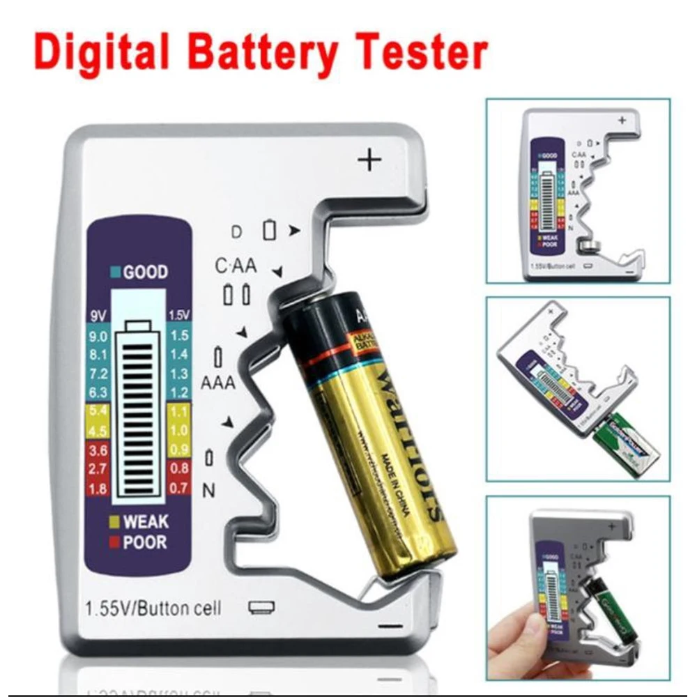 

Digital Battery Tester Battery Capacity Detector For C/D/N/AA/AAA/9V Batteries /1.55V button cell New