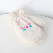 Плотные однотонные зимние теплые перчатки с вышитыми героями мультфильмов для девочек; Новинка года; сезон весна-осень; Простые Модные Перчатки