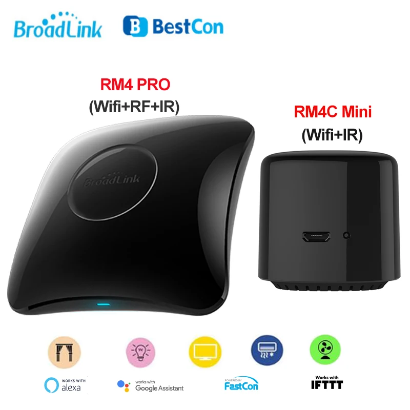Broadlink RM4 PRO BestCon RM4C Mini Smart Home WiFi IR RF Wireless  Universal Remote Control TV Controller Works with Alexa Voice