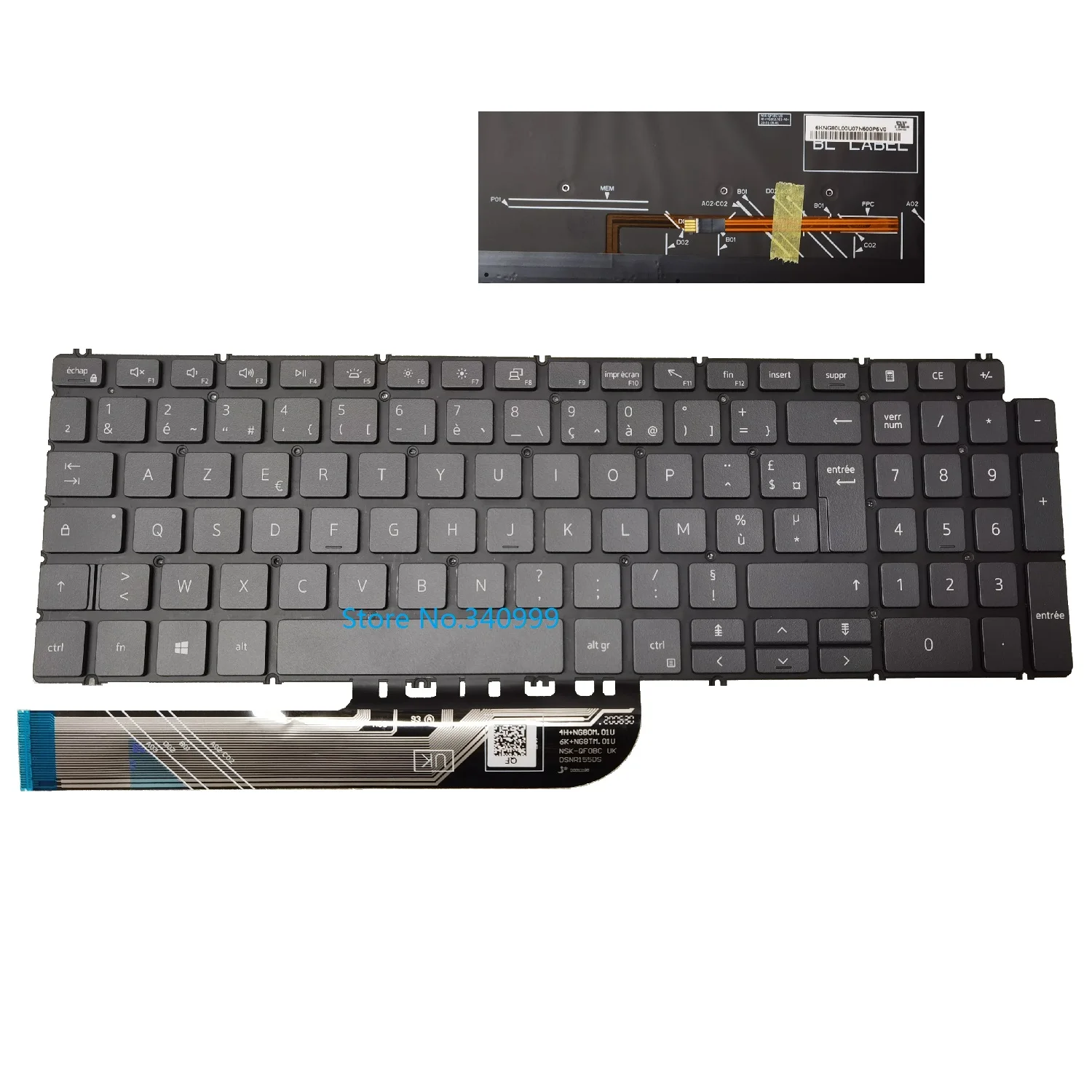 Nova 15 Azerty Francês para Dell Inspiron 5590 5591 5598 5593 5584 7790 7590 5594 Laptop Teclado Retroiluminado