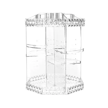 

Drop shipping Cosmetic Case Acrylic Diamond Pattern 360 Degree Rotating Perfume Cosmetic Storage Box Adjustable Makeup Organizer