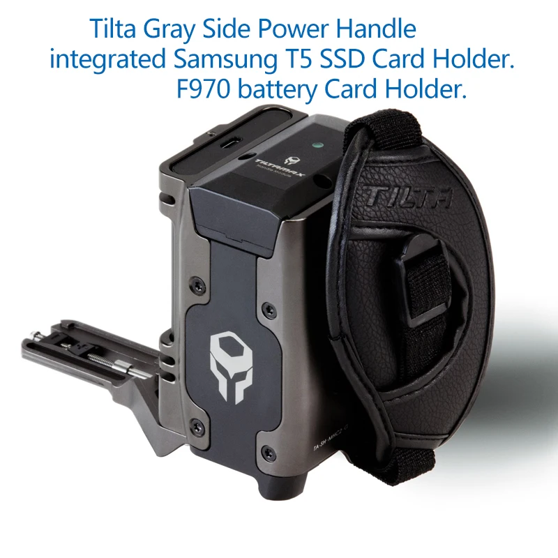 

Tilta Side Power Handle F970 Battery Plate T5 SSD Card Holder with 8V Micro USB power and 12V DC output for BMPCC 4k Camera Cage