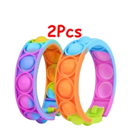 Bracelet à décompression pour enfant, 2 pièces, fossette de pression, bulle photosensible, changement de couleur, Puzzle sensoriel, jouets pour enfant 