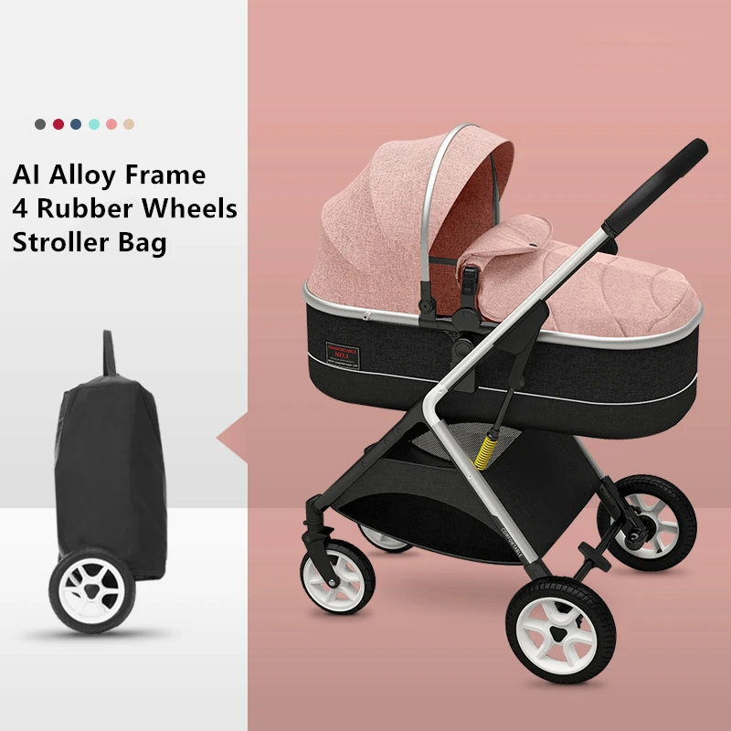 

6.5KG Adjustable Luxury Baby Stroller 3 in 1 Portable High Landscape Reversible Stroller Hot Mom Stroller Travel Pram Pushchair