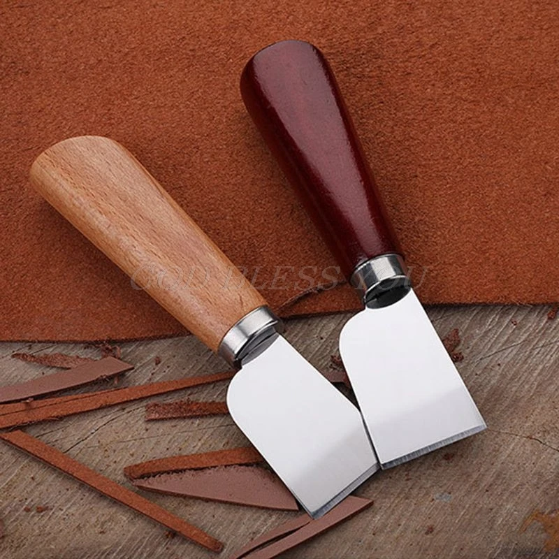 DIY кожевенное ремесло деревянная ручка инструмента из нержавеющей стали кожаный нож для резки