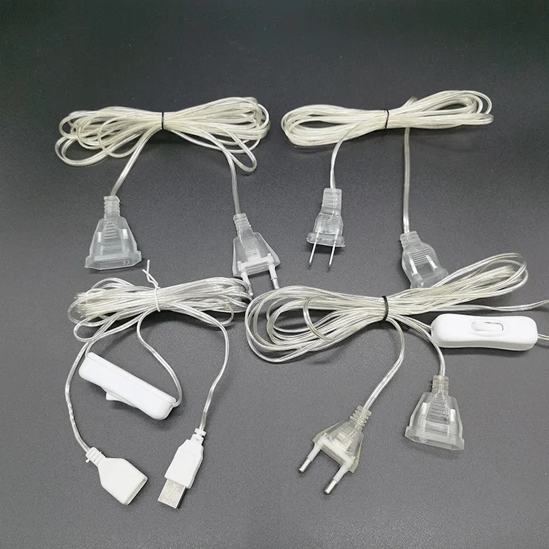 LED String Lights 3m Plug Extender Wire Extension Cable USB/EU/US Plug For Street Led Garland DIY Christmas Outdoor Garden