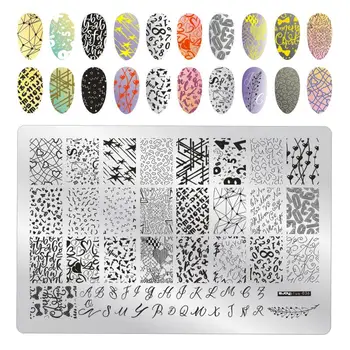 

BQAN Flower Geometry Nail Stamping Plates DIY Image Stencil For Nails Polish Printing Templates Tools