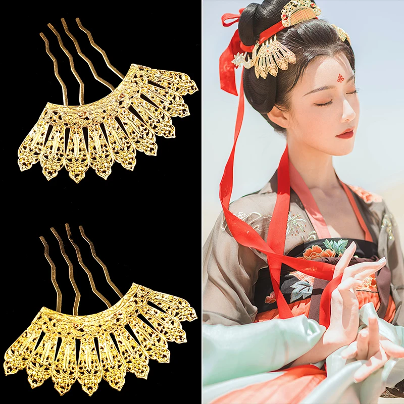 

Golden Vintage Hairpin Alloy Princess Hair Accessories Retro Bride Hair Stick Hair Jewelry For Women Gift Model Show