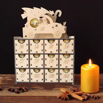 

Christmas Wooden Countdown Advent Calendar Box DIY 24 Drawers Candy Gift Boxes Wedding Ornament Home Decoration