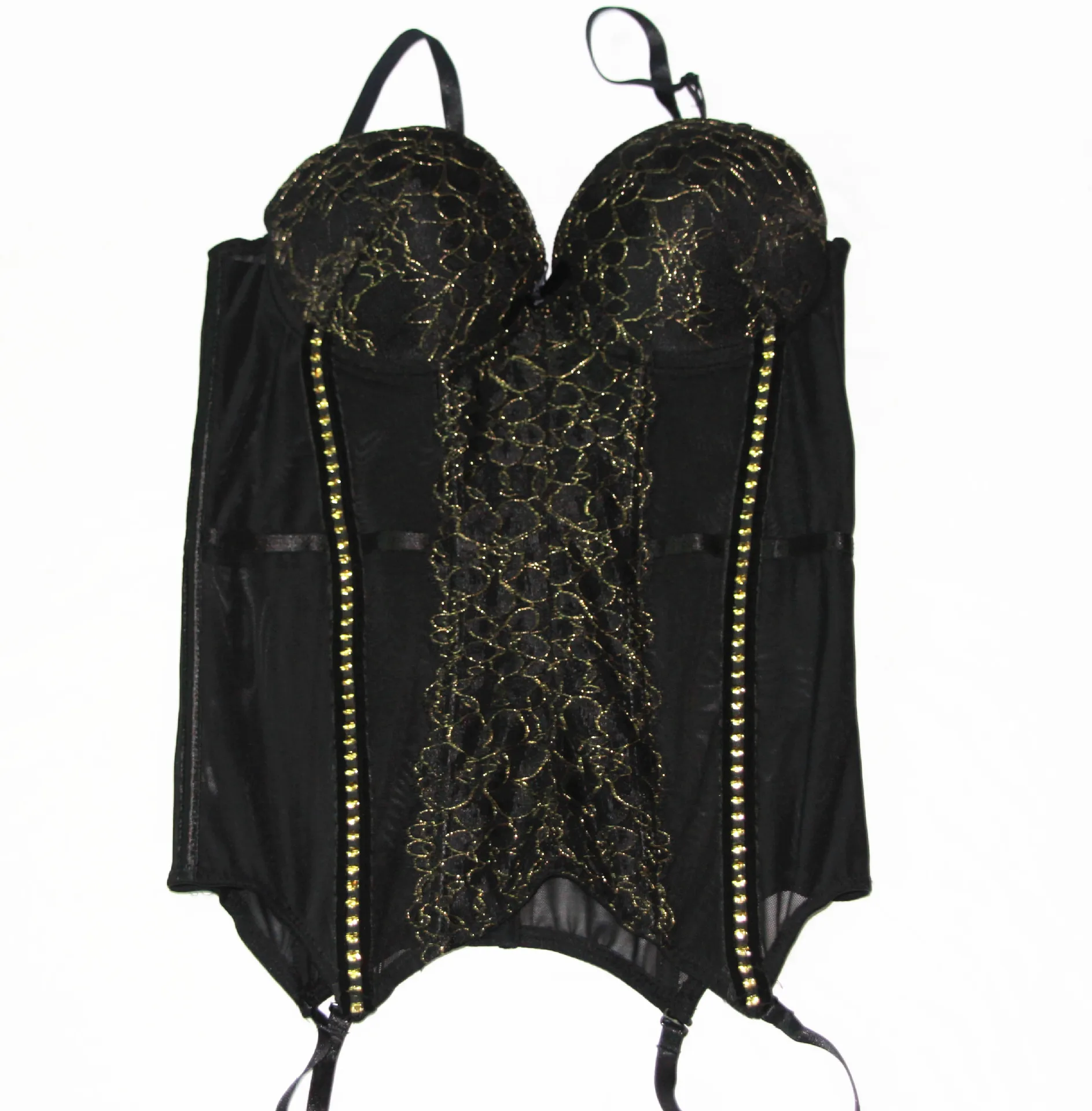 New Arrival High Elasticity Sexy Corset Bustier Women Plus Size Set Straps Belt Breathable Fabric Lingerie Black corset dress