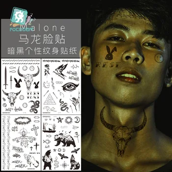 

New Style Hot Selling Malone Face Pasters Environmentally Friendly Waterproof Cool Black and White Tattoo Sticker Speed Tattoo