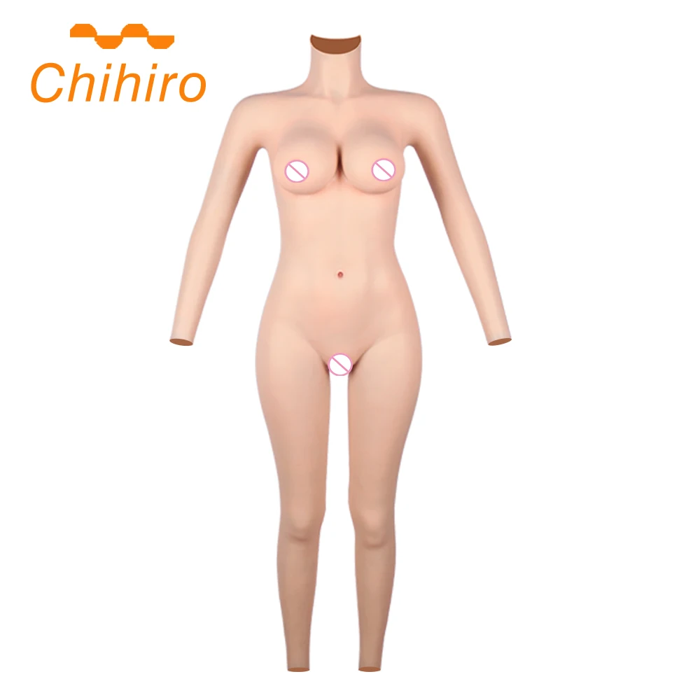 D Cup Silicone/Cotton Bodysuits Realistic Breast Forms Fake Vagina for Male to Female Transgender Crossdresser With Arms 4G |