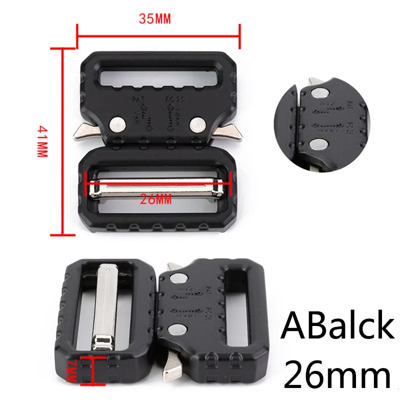 Meetee 1pc/3pcs 26/39mm Zinc Alloy Outdoor Tactical Belt Buckle Head Sliver Black Release Buckle for Webbing Strap DIY Accessory