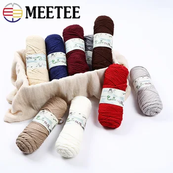 

Meetee 4pcs(1pc=100g) Cotton Blended Nylon Core Spun Yarn Sweater Scarf Hand Weaving Wool Rope DIY Manual Knitting Line YA015