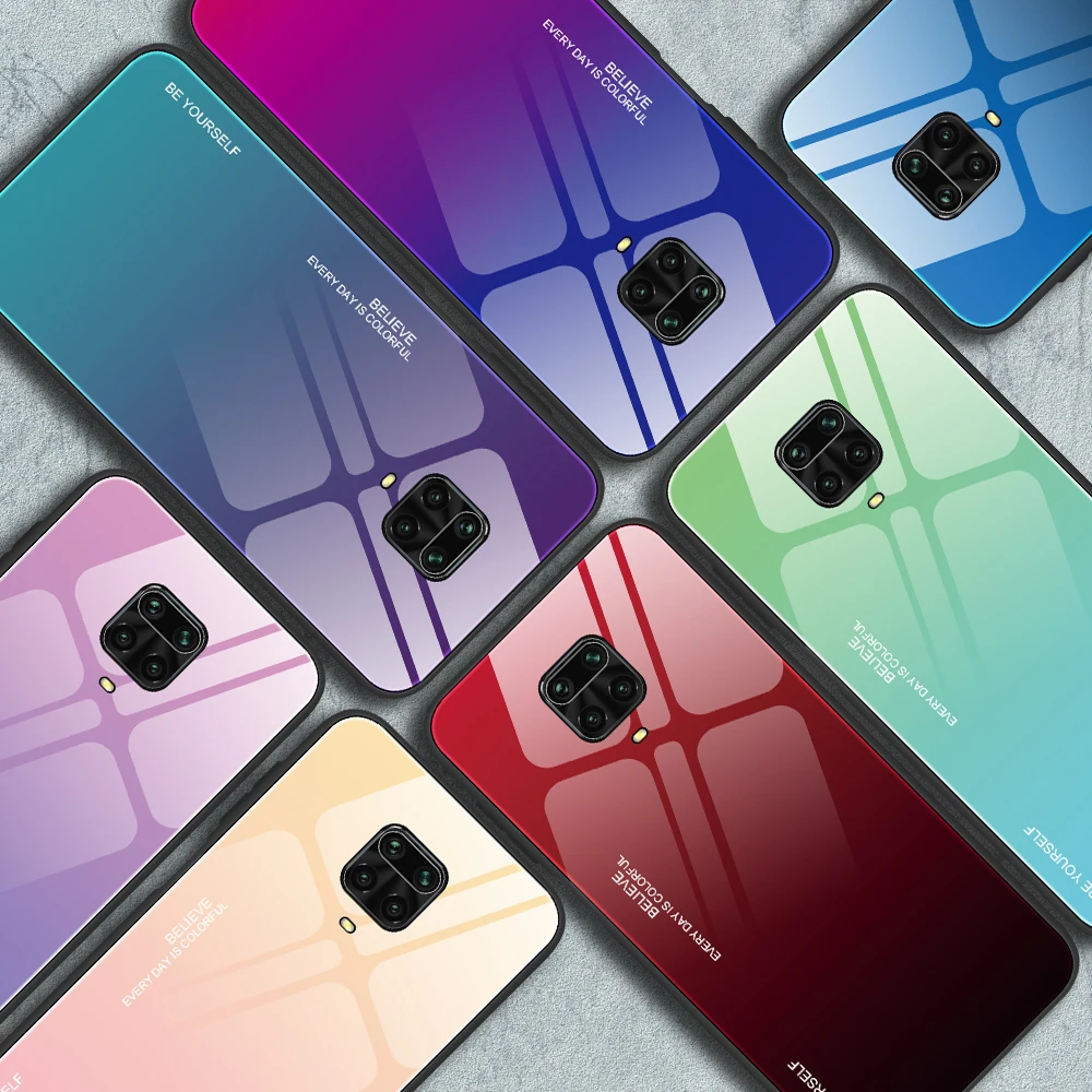 Градиентный чехол из закаленного стекла для Xiaomi Redmi Note 9 Pro 9S чехлы телефонов 8 7 8T 8A