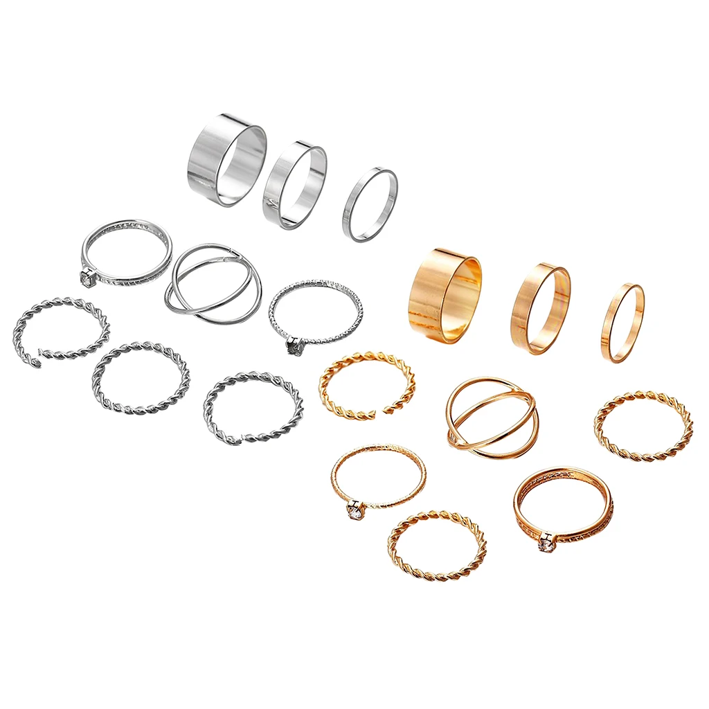 6Pcs Mid Finger Knuckle Rings Set Thumb Stack Plain Ring Band Charm Jewelry Bohemian Beach Decoration