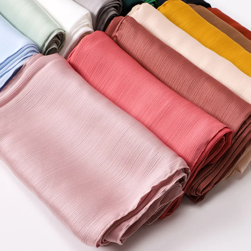 NEW CRINKLED SATIN SILK HIJABS WOMEN LONG SOLIDER COLOR PLAIN HIJABS 21 COLOR 6