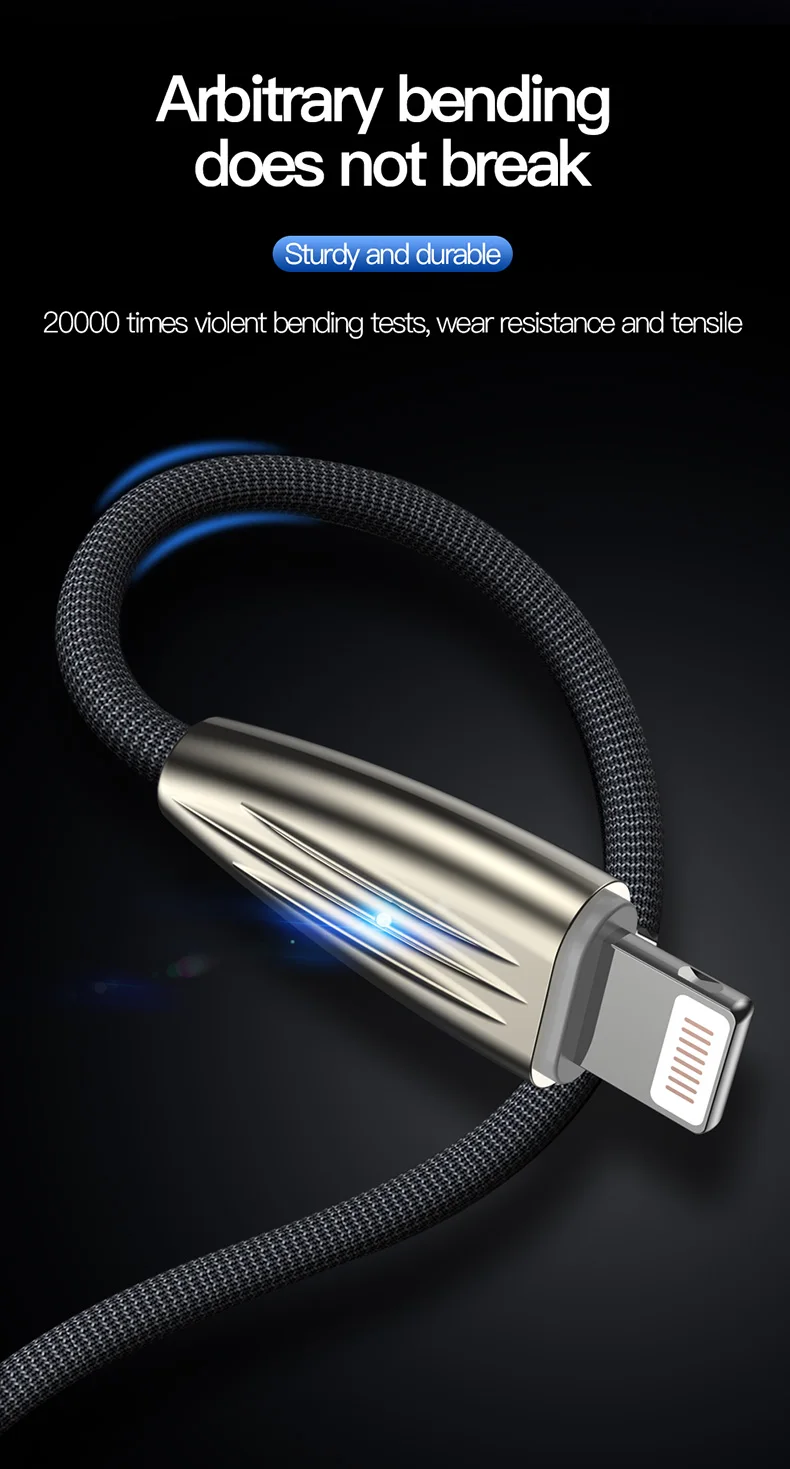 TOTU Zinc Alloy Nylon Braided 1200mm & 1800mm 2pcs Fast Charging Cables, data cable for 8PIN