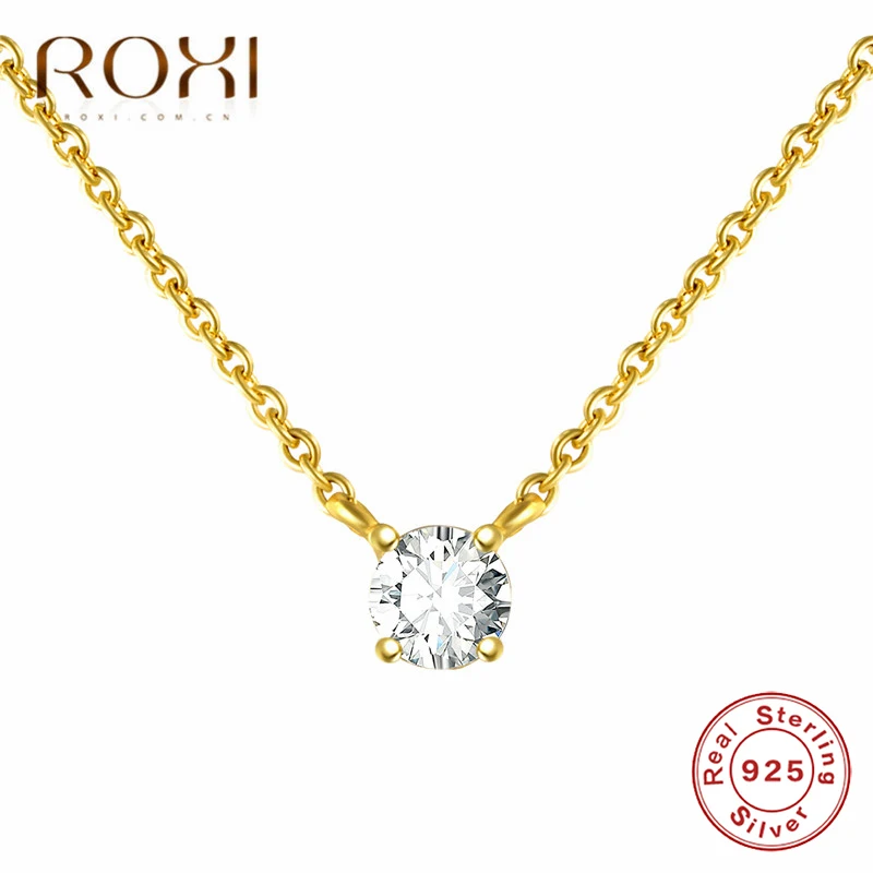 ROXI Real 925 Sterling Silver Pendant Necklace Shining Prong Setting