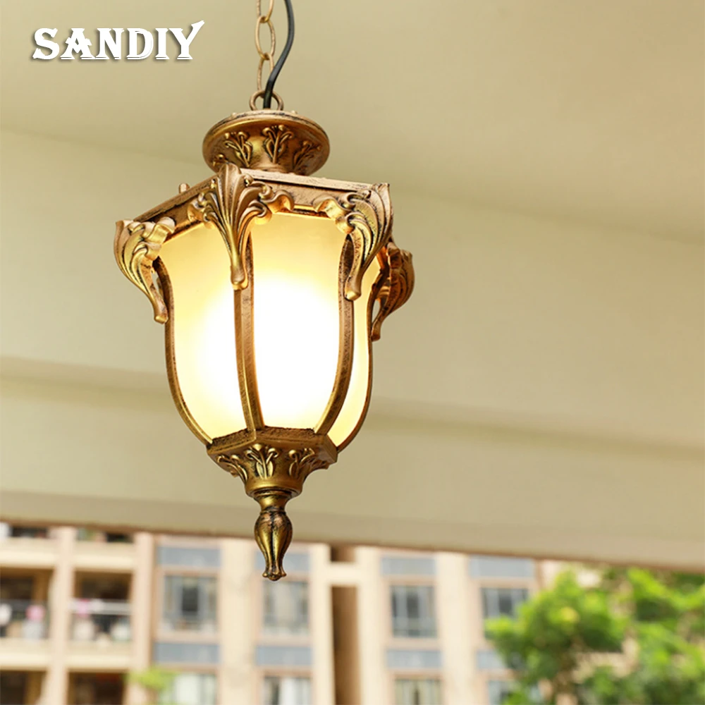 SANDIY Vintage Outdoor Pendant Lamp Antique Ceiling Light Retro Chandelier for Yard Garden Balcony Patio Landscape Hanging Lamps patio sense antique bronze 40 25 in cast aluminum bench garden furniture outdoor chair outdoor bench