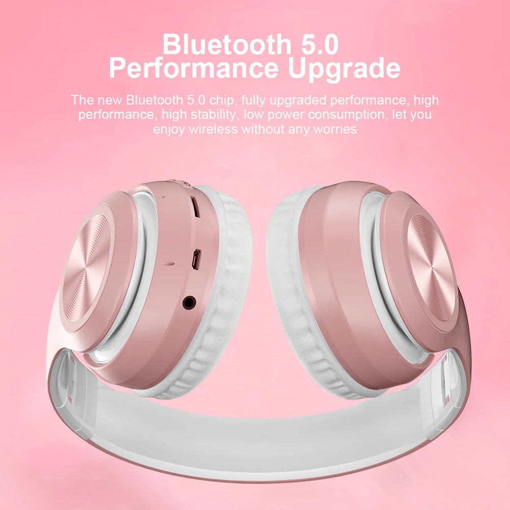 Macaron Head mounted headphoneds wireless bluetooth 5 0 earphones sports Running music Party headset TF Card 3 5 mm with Mic