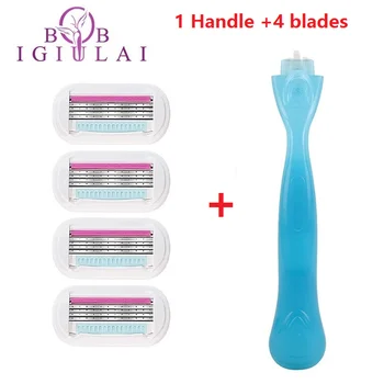 

1 Handle +4 blades. Shaving blades for Women Hair removal Blade Lady Razor blade for Shaver Replacement Head Compatible Venuse