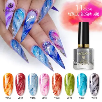 

SAVILAND 10ml Metal Blooming Nail Polish Gradient DIY Watercolor Ink Smoke Blue Purple Nail Art Varnish Manicure Accessories