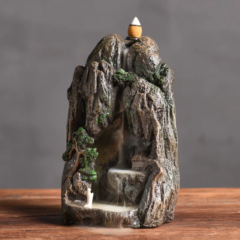 

Manufacturers Direct Selling Mountain Stream Craft Gift Reverse Flow Incense Holder Creative Resin Reverse Flow Tan Incense Hold
