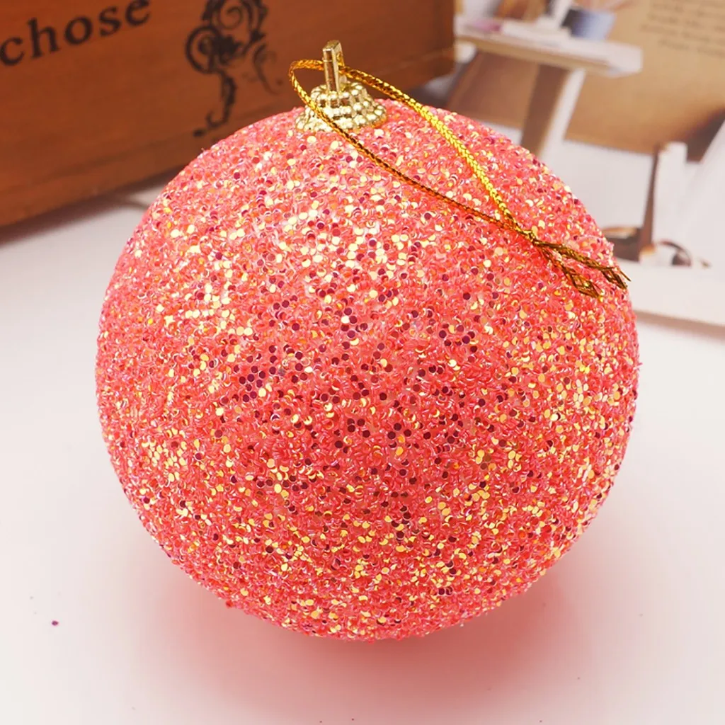 8 см рождественские шары Украшенные стразами Блестящие шары шар Рождественская елка висячие украшения пенные шары украшения счастливый год - Цвет: Orange