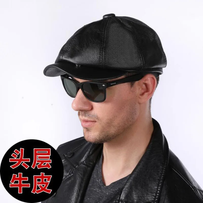 [JAMONT] новая осенне-зимняя шапка из натуральной кожи, кепка Newsboy, Мужская Берет, модные Восьмиугольные шляпы, уличная Мужская кепка s Gorras Casquette