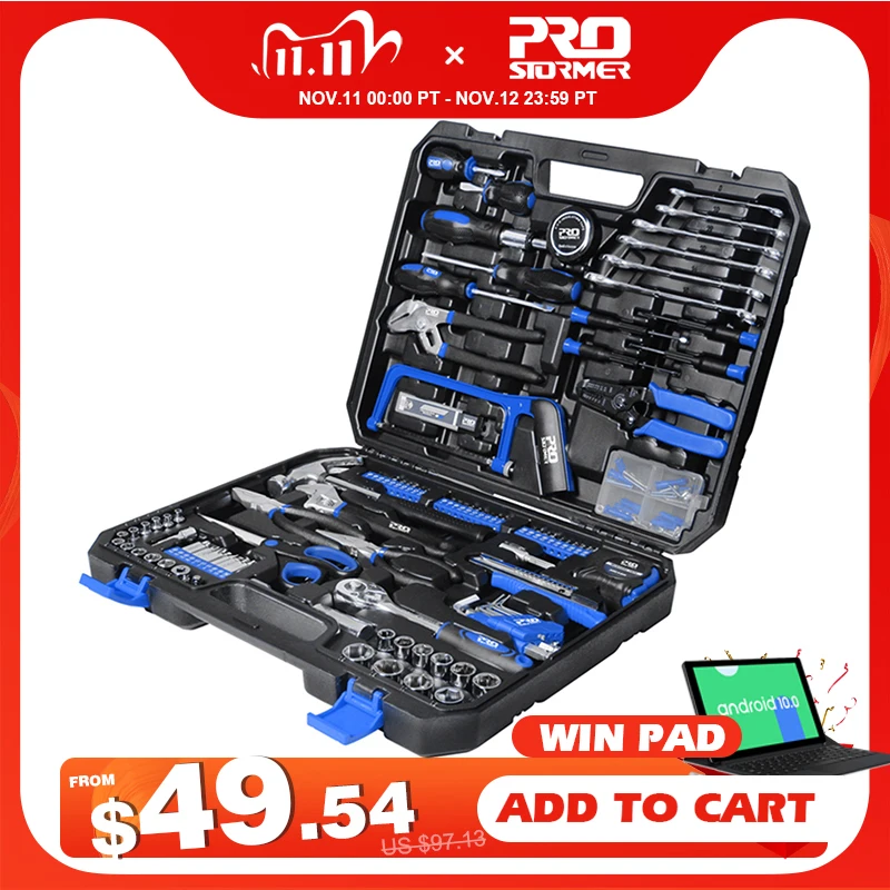 £44.95 198pcs Hand Tool Set Diy Home Repair Tool Kit Woodworking