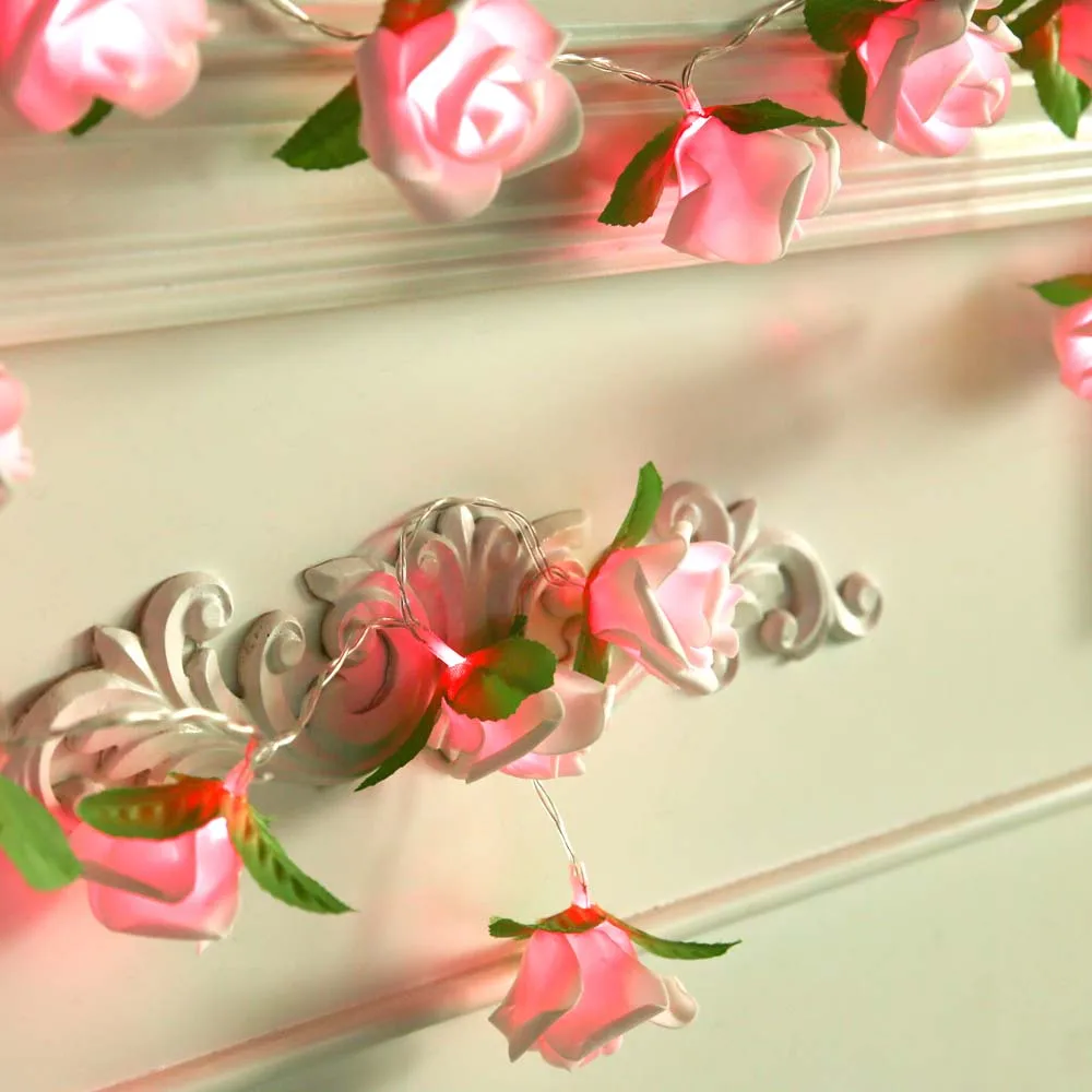 

2M Rose LED String Light Rose Flower LED Fairy Light Night Light For Wedding Valentine's Day Events Parties Decoration D40