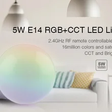 MiLight FUT013 5 Вт E14 RGBW RGB CCT светодиодный лампы Регулируемая яркая лампочка 2,4G WI-FI беспроводной смартфон сенсорный пульт дистанционного управления Управление